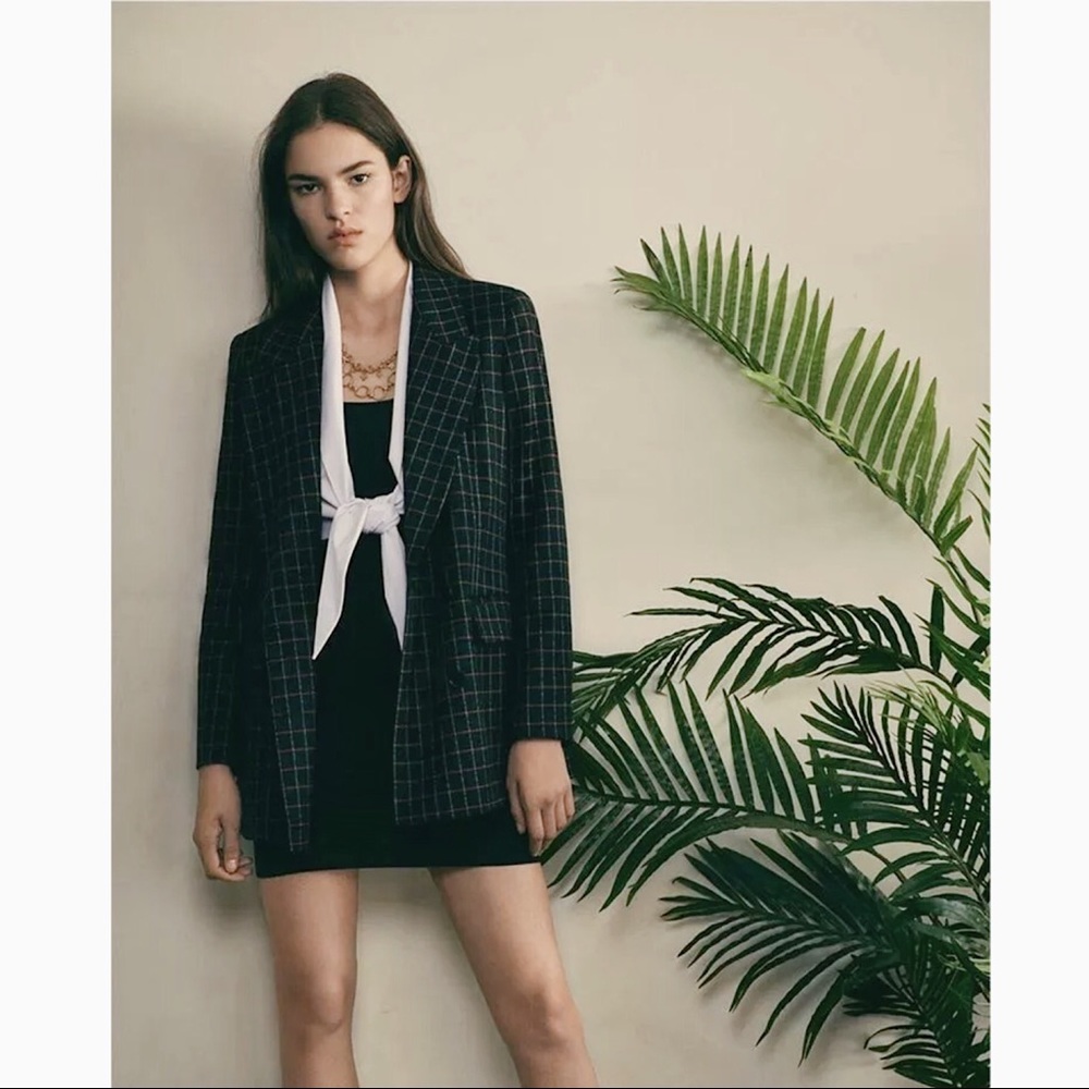 ZARA Plaid Double Breasted Oversized Blazer Jacket - Picture 5 of 8